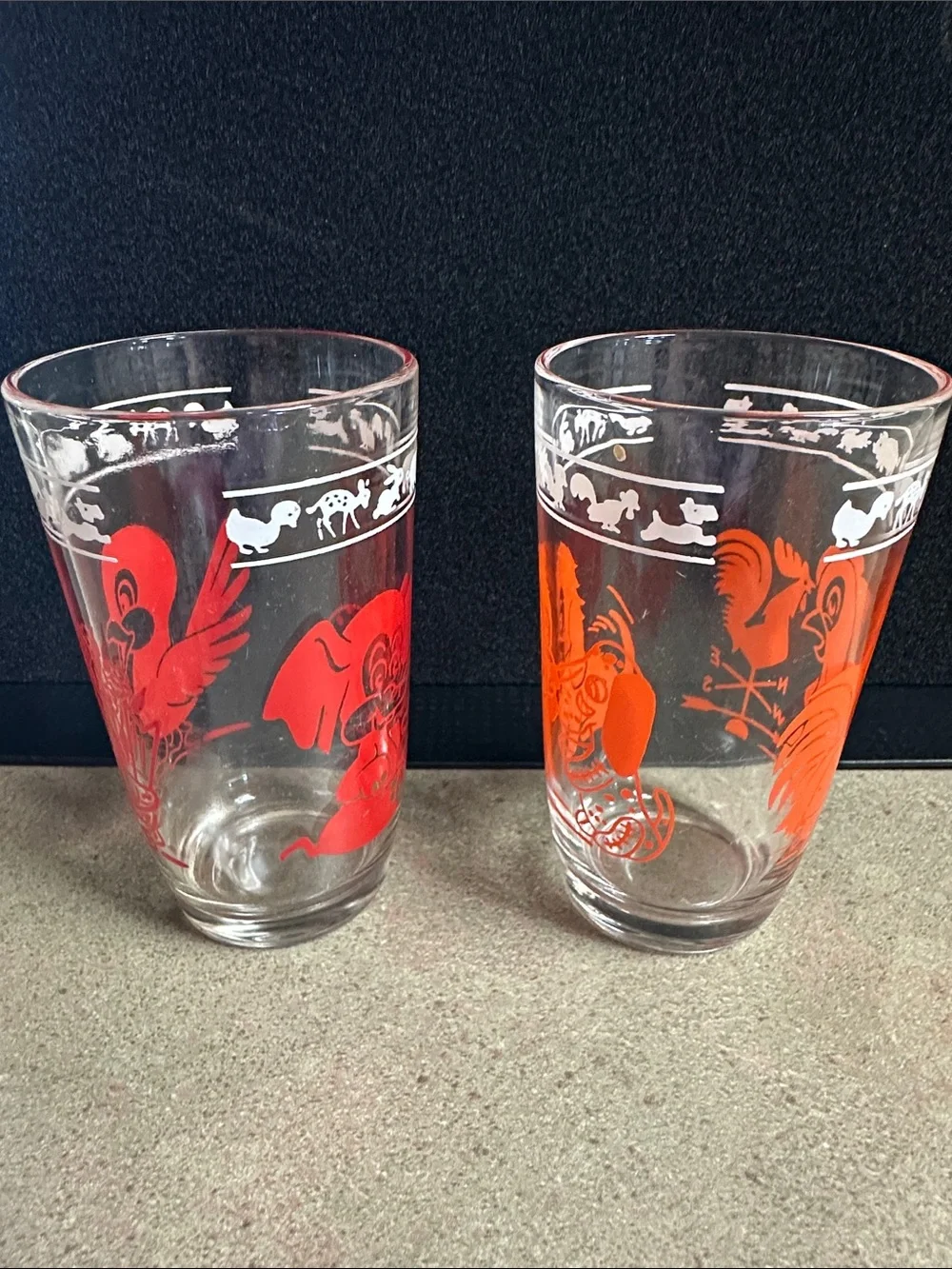 Vintage Kraft Swanky Swig “Kiddie Cups” Barnyard Animal Glasses